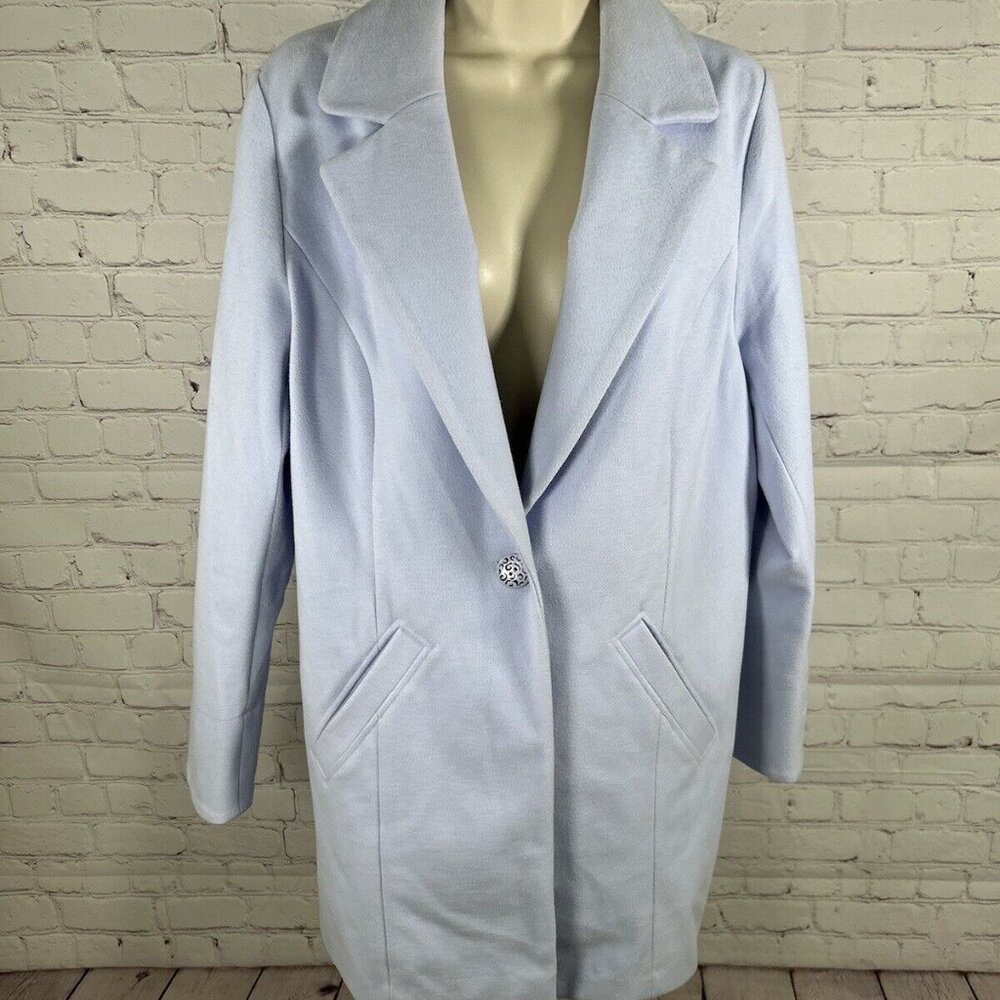 Chico’s Periwinkle Single Button Single Breasted Women’s Overcoat Size 8/10